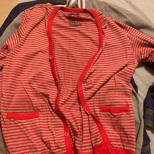 Red gray cardigan. One 90 one brand